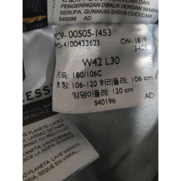 Levis 505 Jeans Mens 40x29 Blue Dark Wash Straight Leg Zip Fly Stretch Denim - Picture 10 of 10